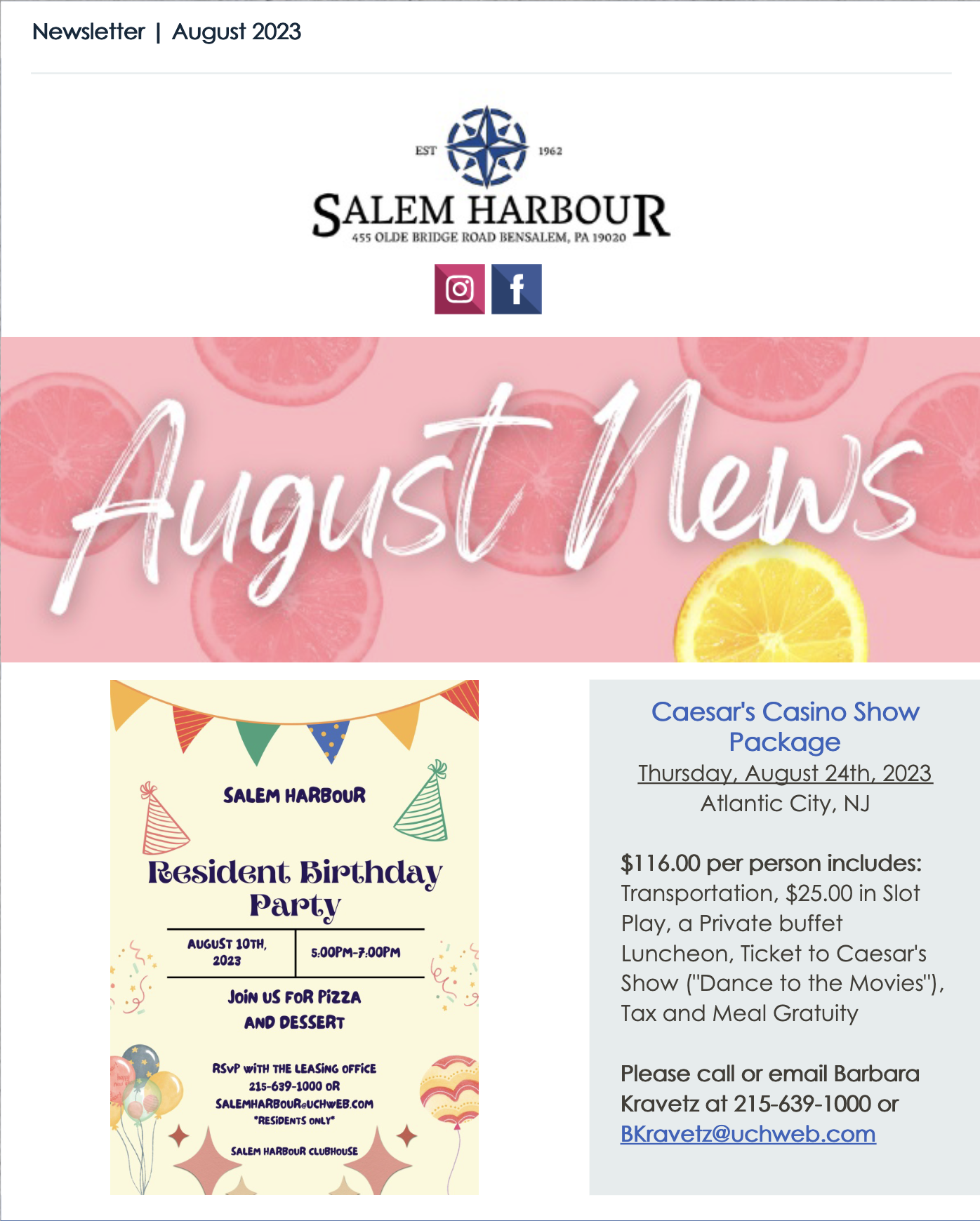 Salem Harbour Newsletter